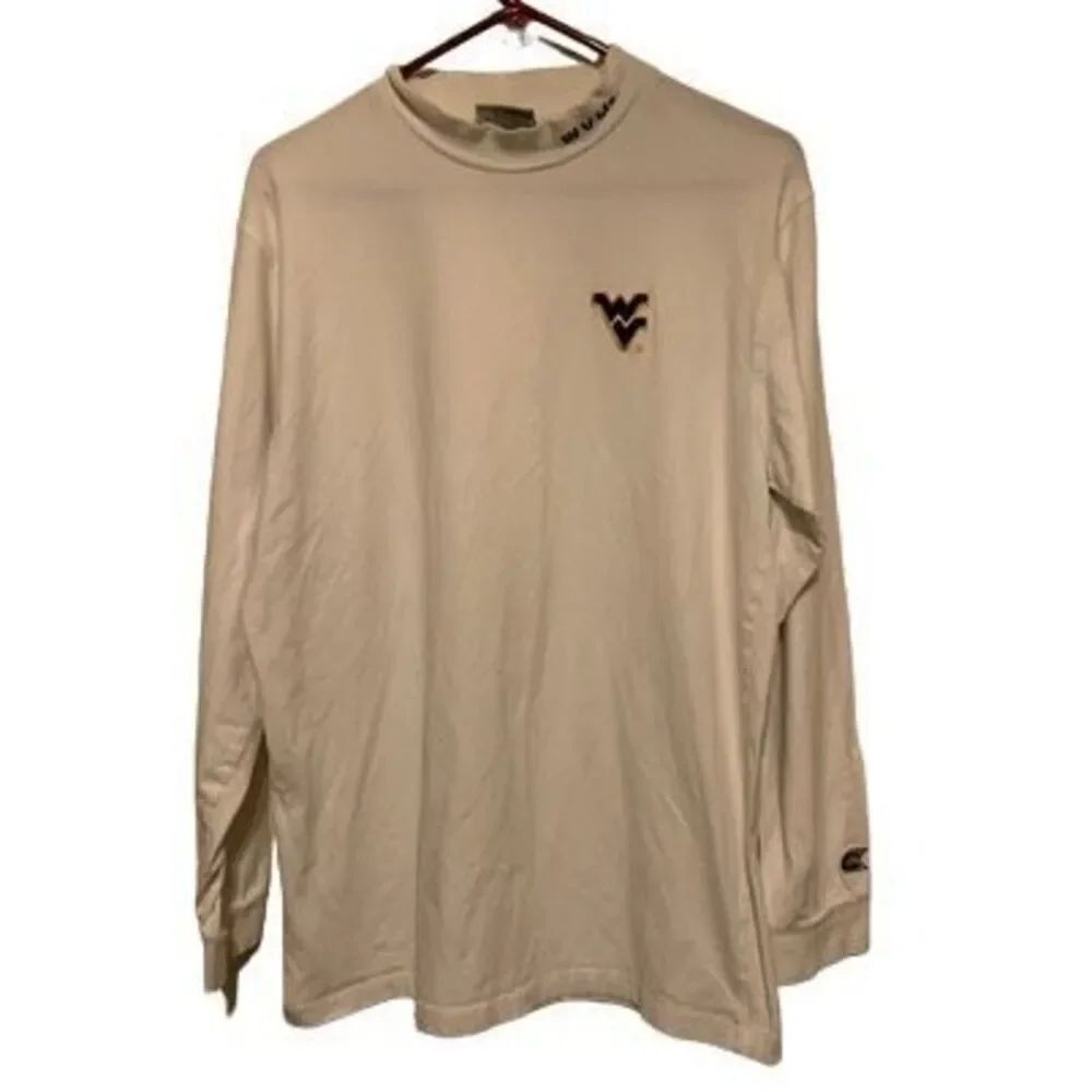 West Virginia University WVU Mountaineers Size Large White Mock Neck Shirt